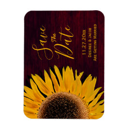 Rustikales Gelbburgunder Sonnenblume Save the Date Magnet