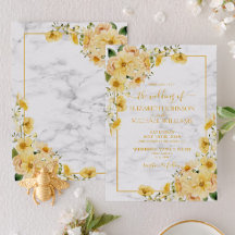 Rustikales Gelbes Blumenmuster-Script-Hochzeit
