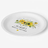 Rustikales Gelbes Brautparty Pappteller (Schrägansicht)