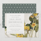 Rustikales Gelbes Daffodil Flora Paare Dusche einl Dankeskarte (Vorne/Hinten)