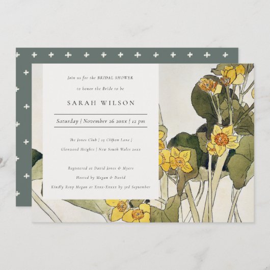 Rustikales Gelbes Daffodisches Brautparty Dankeskarte (Vorne/Hinten)