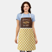 Rustikales Gelbes Gingham Floral Bouquet Name hinz Schürze (Getragen)