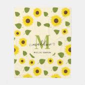 Rustikales, gelbes, grünes Leaf-Script Monogramm Fleecedecke (Vorderseite)