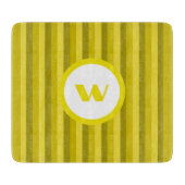 Rustikales Gelbes Monogramm und Streifen Schneidebrett (Vorderseite)