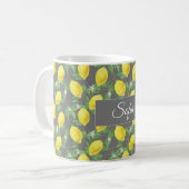 Rustikales gelbes Zitronengraumuster Kaffeetasse (Vorderseite Links)