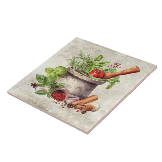 Rustikales Gemüse Kräuter Imitate Textur Küche Fliese (Seite)