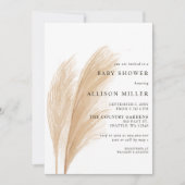 Rustikales Gender Neutral Boho Pampas Baby Dusche Einladung (Vorderseite)