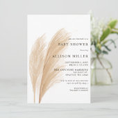 Rustikales Gender Neutral Boho Pampas Baby Dusche Einladung (Stehend Vorderseite)