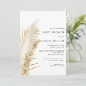 Rustikales Gender Neutral Boho Pampas Baby Shower Einladung (Stehend Vorderseite)