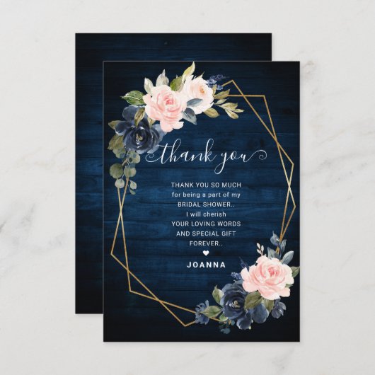 Rustikales geometrisches Brautparty aus Holz Dankeskarte (Vorne/Hinten)