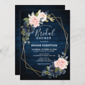 Rustikales geometrisches Brautparty aus Holz Einladung (Vorne/Hinten)