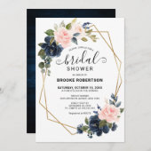 Rustikales geometrisches Brautparty aus Holz Einladung (Vorne/Hinten)