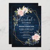 Rustikales geometrisches Brautparty aus Holz Einladung (Vorne/Hinten)