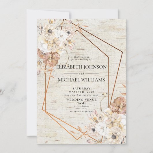 Rustikales geometrisches Foto Wasserfarben Einladung (Vorderseite)