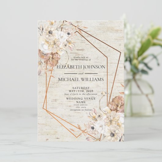 Rustikales geometrisches Foto Wasserfarben Einladung (Stehend Vorderseite)