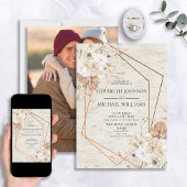 Rustikales geometrisches Foto Wasserfarben Einladung