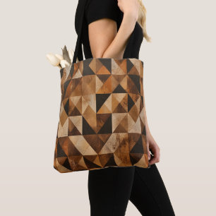 Rustikales geometrisches Holz Muster individuell a Tasche