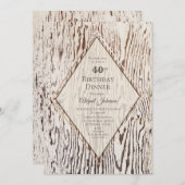 Rustikales geometrisches Holzkörnchen 40. Geburtst Einladung (Vorne/Hinten)