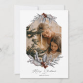 Rustikales geometrisches Weihnachtsgrün Foto Rahme Feiertagskarte (Vorderseite)