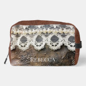 Rustikales, gepolstertes Leder und antikes Leiste Waschbeutel (Rückseite)