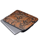 Rustikales, geprägtes Leder  Laptopschutzhülle (Vorne Knopf)
