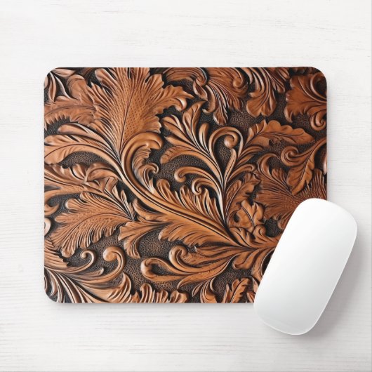 Rustikales, geprägtes Leder Mousepad (Mit Mouse)
