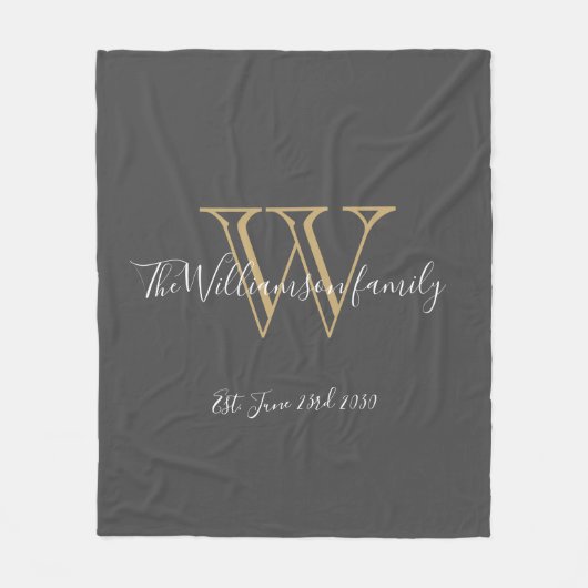 Rustikales Geschenk Monogramm Anfangsname Chic Fleecedecke (Vorderseite)