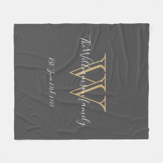 Rustikales Geschenk Monogramm Anfangsname Chic Fleecedecke (Vorderseite (Horizontal))