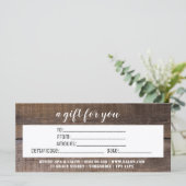 Rustikales Geschenkzertifikat für Personalisierte  (Stehend Vorderseite)