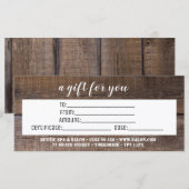 Rustikales Geschenkzertifikat für Personalisierte  (Vorne/Hinten)