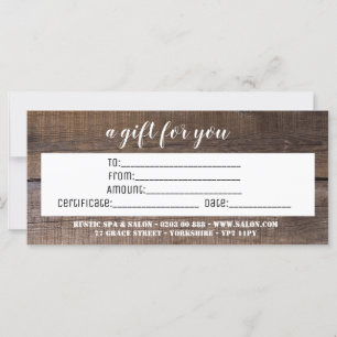 Rustikales Geschenkzertifikat für Personalisierte 