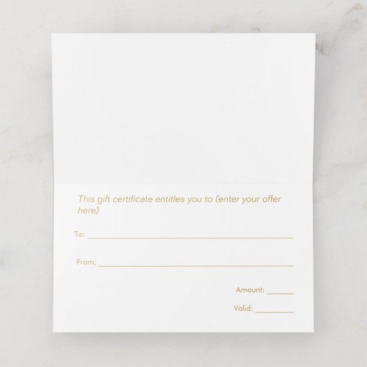Rustikales Geschenkzertifikat Platzkarte (Innenseite Aufgefaltet)