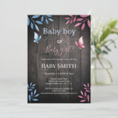 Rustikales Geschlecht enthüllt Aquarellblumen Einladung (Stehend Vorderseite)