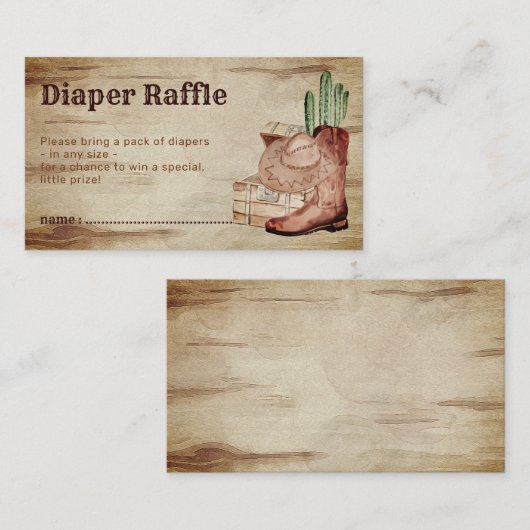 Rustikales Geschlecht enthüllt Windeln Raffle Baby Begleitkarte (Vorne/Hinten)