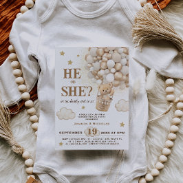 Rustikales Geschlecht offenbart Teddy Bären Balloo Einladung