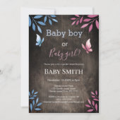 Rustikales Geschlecht zeigt Aquarellblumen Einladung (Vorderseite)