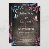 Rustikales Geschlecht zeigt Aquarellblumen Einladung (Vorne/Hinten)