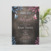 Rustikales Geschlecht zeigt Aquarellblumen Einladung (Stehend Vorderseite)