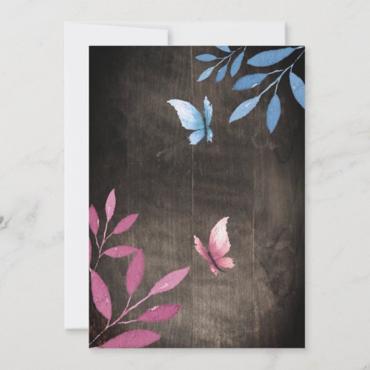 Rustikales Geschlecht zeigt Aquarellblumen Einladung (Rückseite)