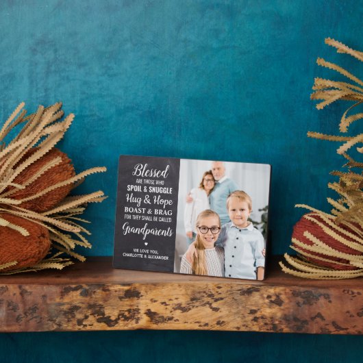 Rustikales gesegnetes Großeltern Personalisiertes  Fotoplatte (Seite)