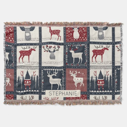 Rustikales gestricktes Patchwork-Muster | Nordisch Decke (Vorderseite)