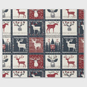 Rustikales gestricktes Patchwork-Muster | Nordisch Geschenkpapier (Flach)