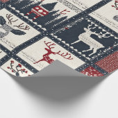 Rustikales gestricktes Patchwork-Muster | Nordisch Geschenkpapier (Ecke)