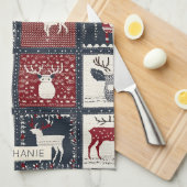Rustikales gestricktes Patchwork-Muster | Nordisch Geschirrtuch (Viertel Falte)