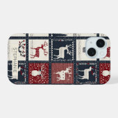 Rustikales gestricktes Patchwork-Muster | Nordisch iPhone 15 Hülle (Rückseite (Horizontal))