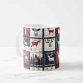 Rustikales gestricktes Patchwork-Muster | Nordisch Kaffeetasse (Vorderseite Links)