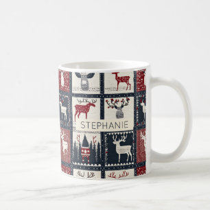 Rustikales gestricktes Patchwork-Muster Nordisch Kaffeetasse