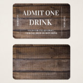 Rustikales Getränk-Gutschein für Hochzeitsgetränke (Vorne & Hinten)