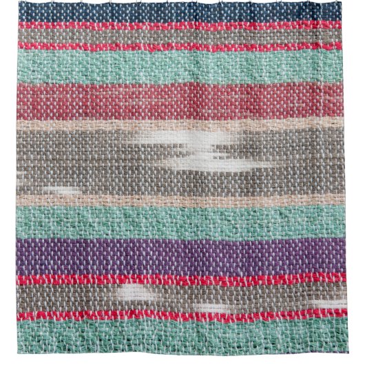 Rustikales Gewebe: farbenfroh texturiertes Mosaik Duschvorhang (Vorderseite)