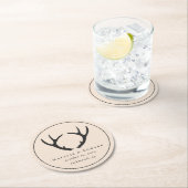 Rustikales Geweih Save the Date Runder Pappuntersetzer (Vor Ort)
